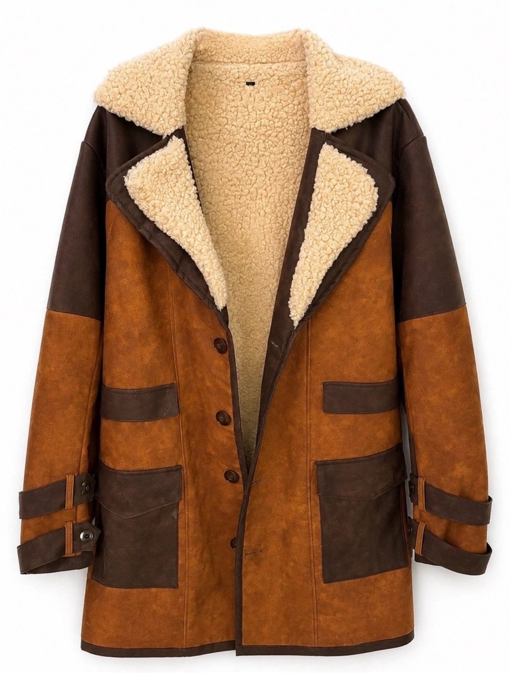 Carhartt medium leather Men's Brown Shearling-Lined Aviator Jacket